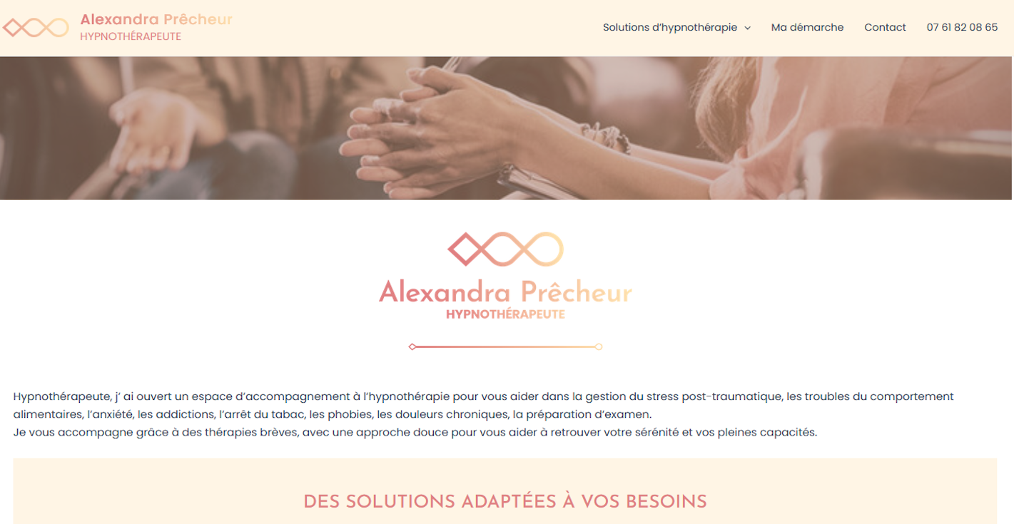 Site WordPress - Alexandra Prêcheur - Hypnothérapeute à Vertou (2024)